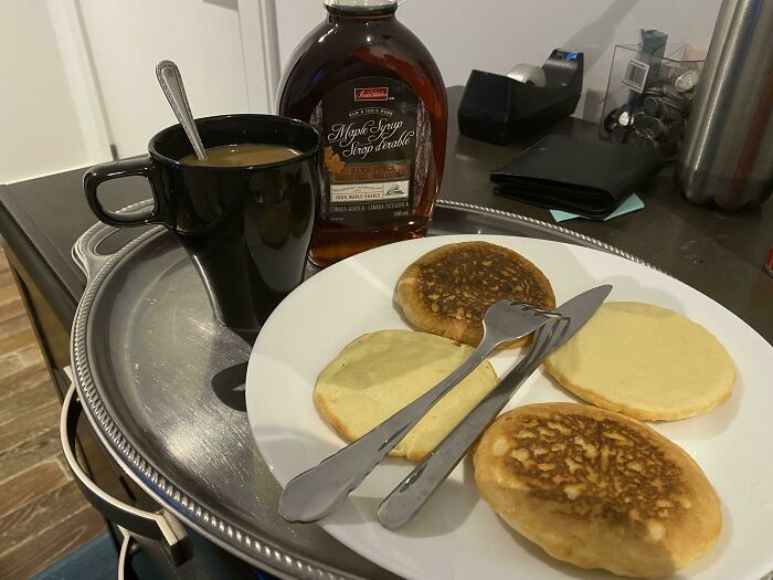 My Dad (Who Has No Idea How To Cook) Knew I’d Be In Meetings All Day So He Woke Up Extra Early And Made Me Pancakes + Coffee