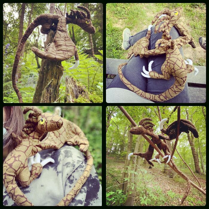 A Cute Baby Dragon I Made! He Has A Wire Frame Inside From Head To Tail And Wires In His Wings And Each Claw So Hes Fully Posable, Hes Still Very Floppy And Cuddly Though!