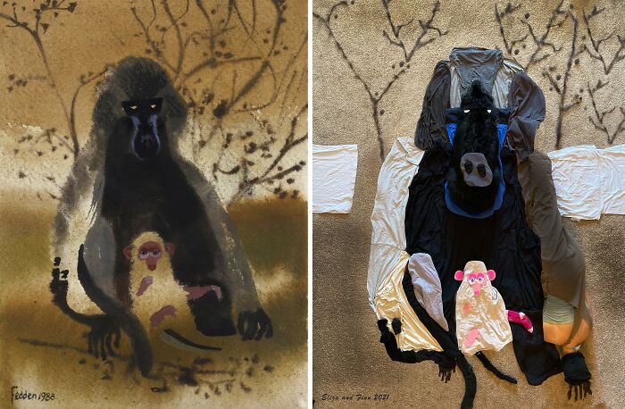 Mother And Child, 1988 By Mary Fedden vs. Mother And Child, 2021
