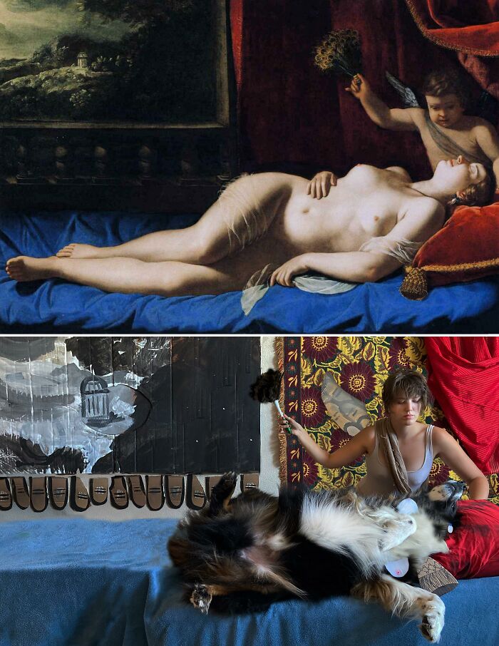 Venus And Cupid, 1626 By Artemisia Gentileschi vs. Venus And Cupid, 2021