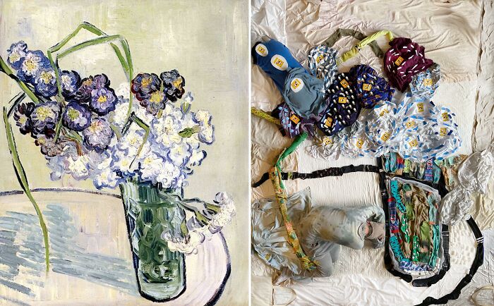 Still Life, Vase Of Carnations, 1890 By Vincent Van Gogh vs. Still Life, Vase Of Carnations, 2021