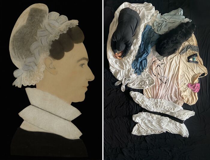 Profile Of A Woman, 1830-40 By Ruth Henshaw Bascom (Aka Aunt Ruth) vs. Profile Of A Woman, 2021