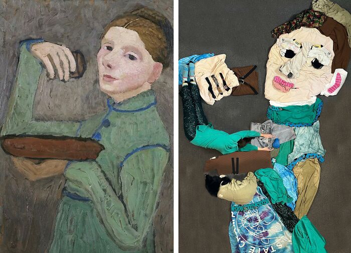 Self-Portrait With A Bowl And A Glass, 1904 By Paula Modersohn-Becker vs. Self-Portrait With A Bowl And A Glass, 2022