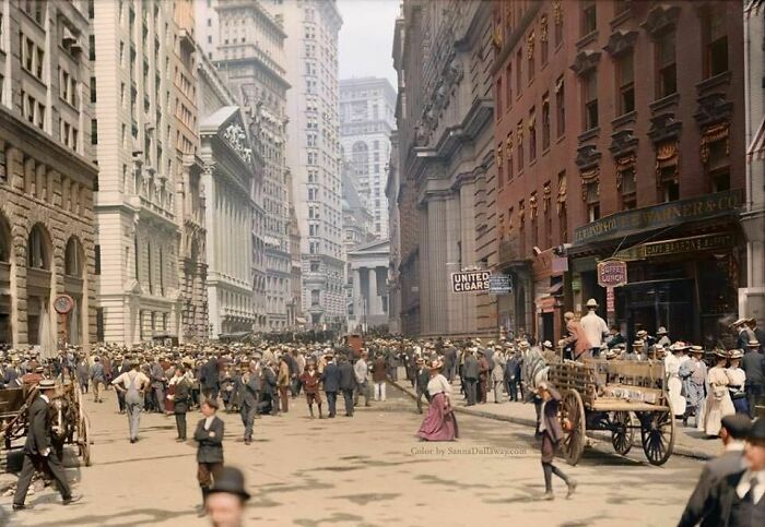 Nueva York a principios del siglo XX. Imagen coloreada por Sanna Dullaway