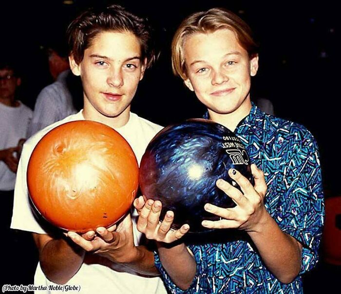Tobey Maguire And Leonardo Dicaprio Bowling, 1989