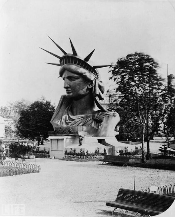 Head Of The Statue Of Liberty On Display At The World's Fair In Paris, 1878