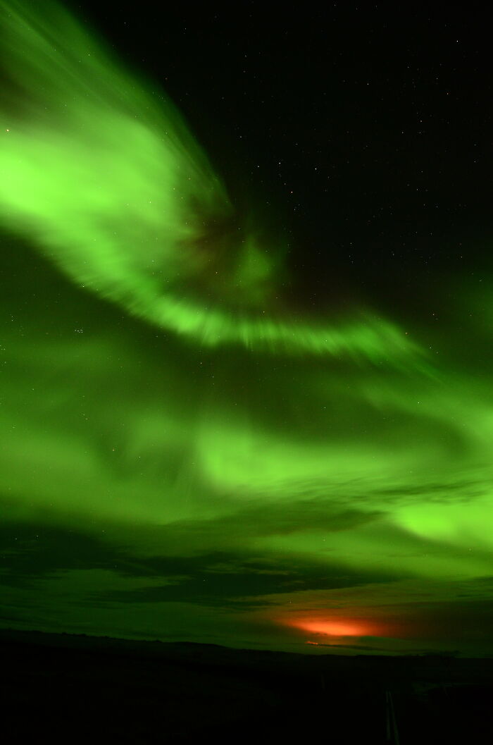 Auroras And Lava In Iceland