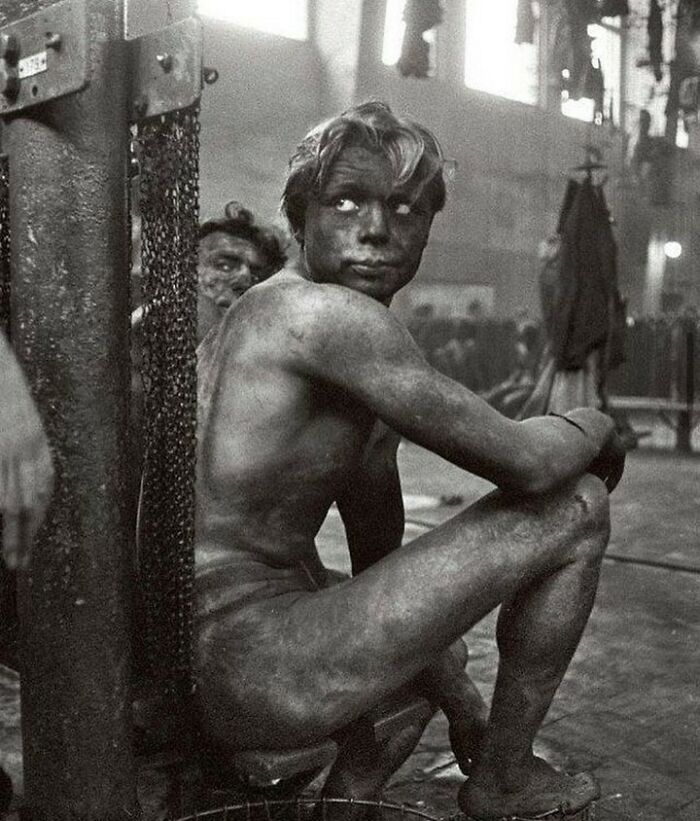 A German Coal Miner Waiting To Get Into The Communal Shower At The End Of A Long Shift, 1958