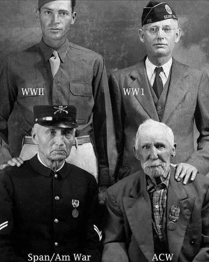 Four American Veterans Alive At The Same Time Pose Together.