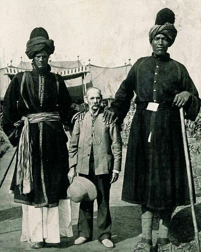 American Travel Photographer Professor James Ricalton With Two Of His Kashmiri Friends At The Delhi Durbar, British India