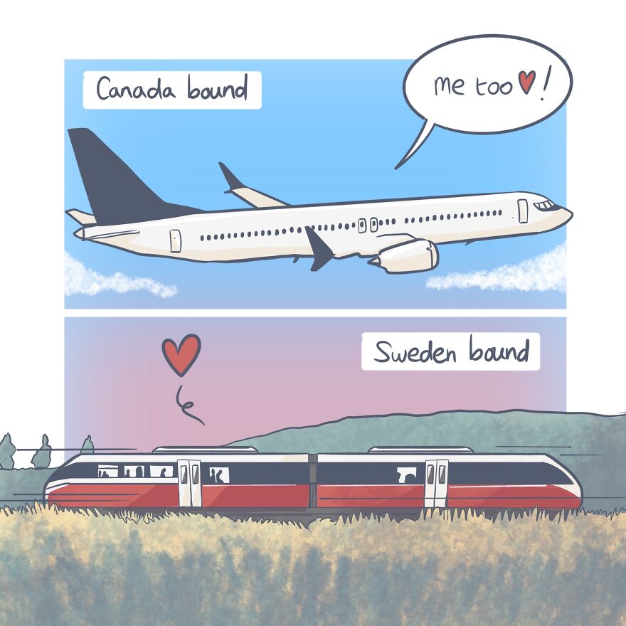 When You Are Both Traveling Home To See Your Respective Family