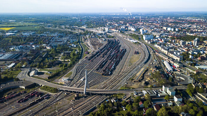 Newly Finished Railyard In The Middle Of A German City