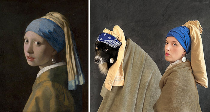 Girl With A Pearl Earring, 1665 By Jan Vermeer, vs. Girl With A Pearl Earring, 2022