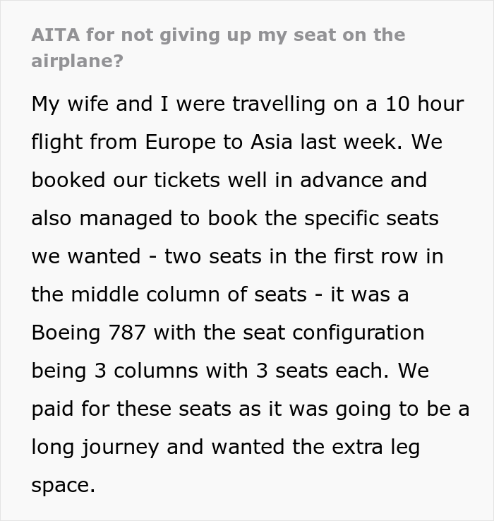 Mom Furious Over Guy Not Giving Up His Airplane Seat Makes Snide Remarks, He Turns To The Internet To Ask Which One Of Them Was In The Wrong