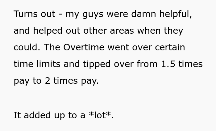 Boss Tried To Teach Late Employee A Lesson, Ended Up Having To Pay Overtime When Supervisor Saw His Team Helping Out Other Departments Boss Tried To Teach Late Employee A Lesson, Ended Up Having To Pay Overtime When Supervisor Saw His Team Helping Out Other Departments