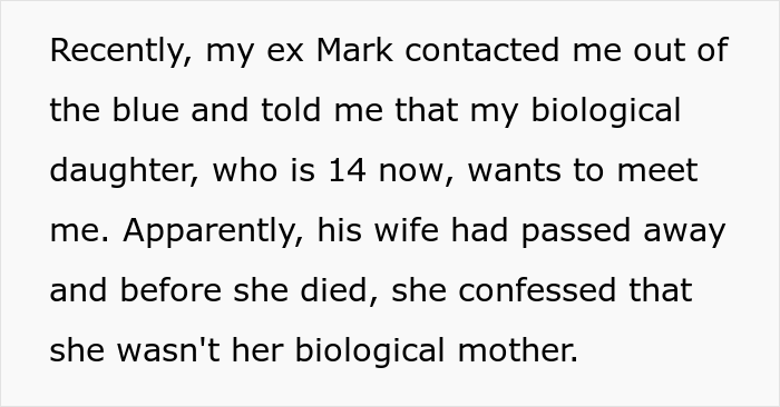 Woman transfers parental rights of her child to cheating husband's mistress and refuses to date her daughter 14 years later when her ex contacts her