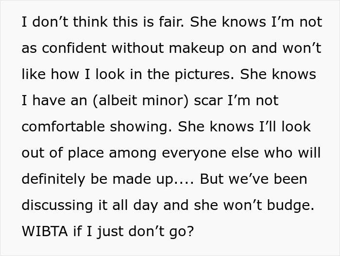 Maid Of Honor With A Scar On Her Face Asks If She's Right To Skip The Wedding After Bride Bans Makeup Just For Her Maid Of Honor With A Scar On Her Face Asks If She's Right To Skip The Wedding After Bride Bans Makeup Just For Her
