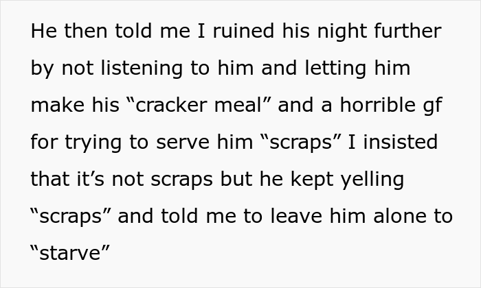 Boyfriend Flips Out After Girlfriend Makes Him Dinner From "Scraps", She Asks If She's The Jerk Here