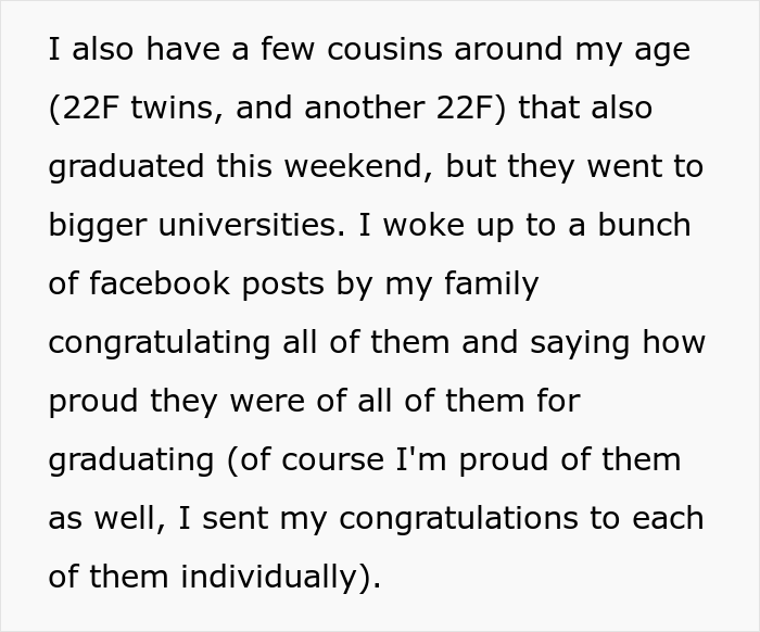Woman Graduates From Community College But Her Family Thinks It's Nothing Compared To Her Cousins' University Degrees, Drama Ensues