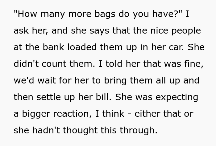 Karen Tries To Maliciously Comply By Paying In Bags Of Coins, But Repair Shop Owner Turns The Tables On Her