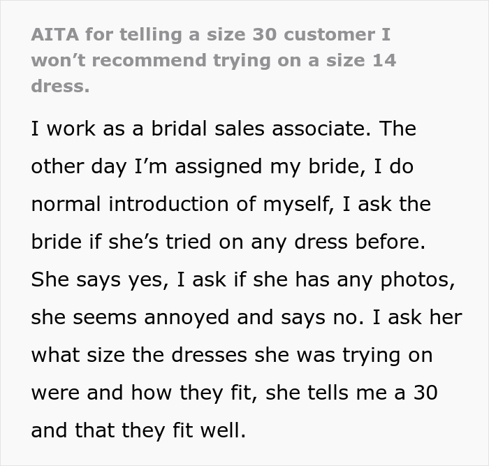 'I would recommend we don't try this on': Wedding dress salesman accidentally shames plus size customer and wonders who's to blame