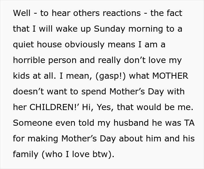 “AITA For Wanting To Be Without My Children On Mother’s Day?”