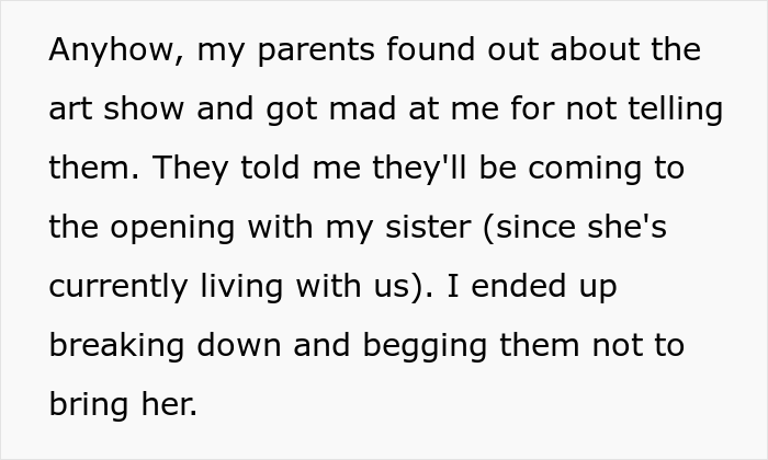 Woman Doesn't Want Autistic Sister At 'Prestigious' Art Show, Wonders If She's A Jerk Because Of It Woman Doesn't Want Autistic Sister At 'Prestigious' Art Show, Wonders If She's A Jerk Because Of It