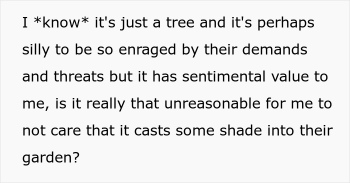 “AITA For Not Removing A Tree From My Property As My New Neighbor Demands?” “AITA For Not Removing A Tree From My Property As My New Neighbor Demands?”