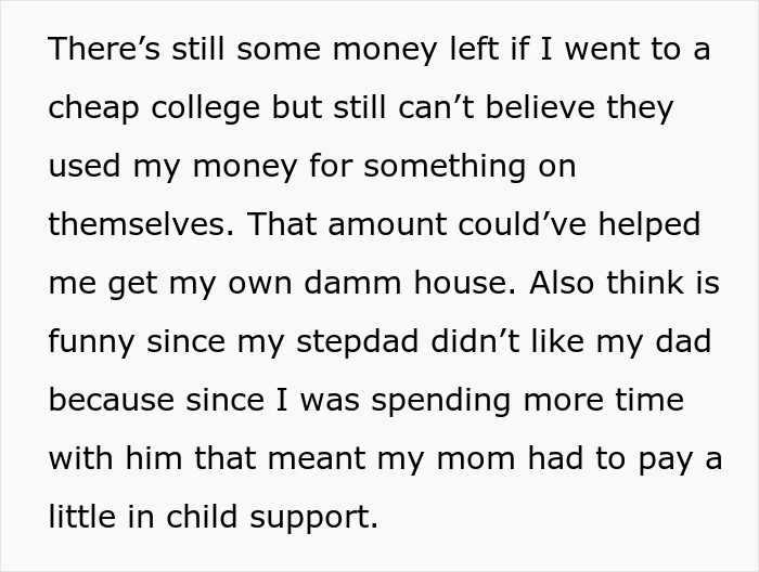 17-year-old learned that his mother and step-dad bought the house with money inherited from his father, and later exposed the man in the presence of his family