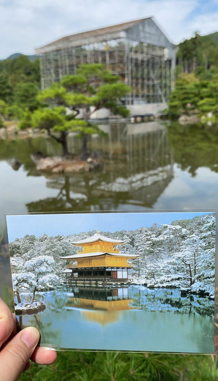 Our First Trip To Kyoto And The Golden Pavilion Was Under Construction. Golden? More Like A Scaffold Pavilion