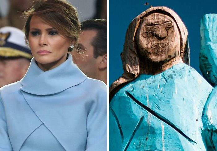 Estatua de Melania Trump en Eslovenia. ¡Clavadita!