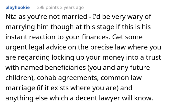 "Am I The Jerk For Telling My Boyfriend He Isn't Entitled To My Inheritance?" "Am I The Jerk For Telling My Boyfriend He Isn't Entitled To My Inheritance?"