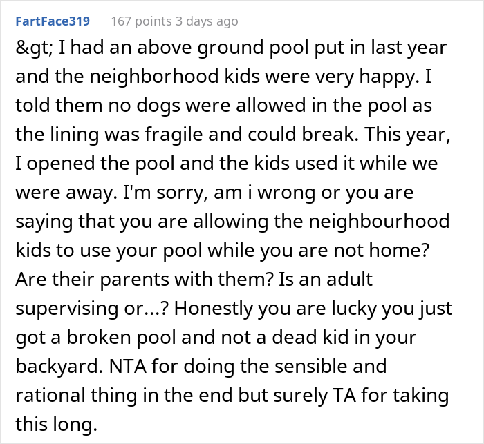 Man’s Pool Gets Damaged By Neighborhood Kids, Parents Complain When He Closes It