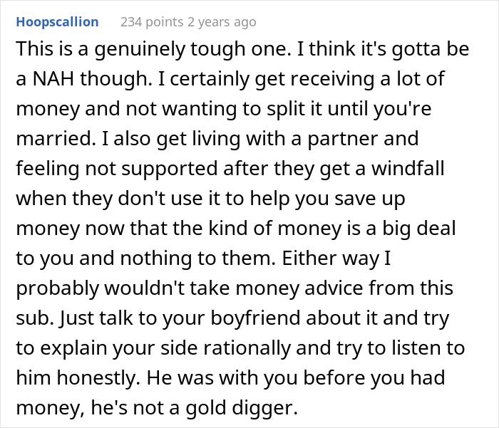 "Am I The Jerk For Telling My Boyfriend He Isn't Entitled To My Inheritance?" "Am I The Jerk For Telling My Boyfriend He Isn't Entitled To My Inheritance?"
