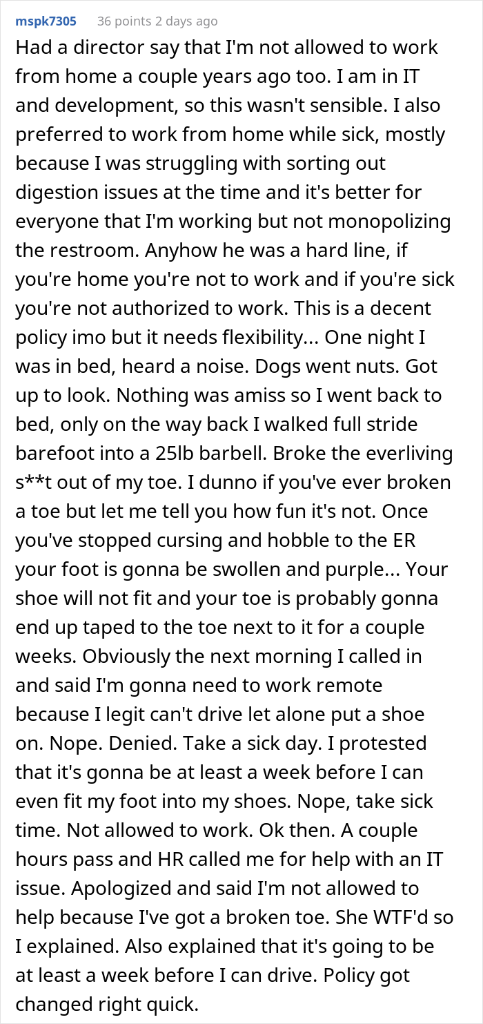 Boss Tells Employee They Can't Work From Home, Regrets It When They Use It To Their Advantage Boss Tells Employee They Can't Work From Home, Regrets It When They Use It To Their Advantage