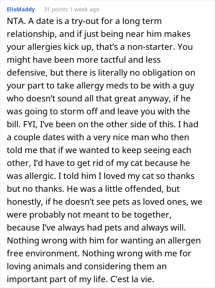 Person That Suffers From Allergy Went On A Date With A Cat Owner, Guy Caused A Scene When Told The Relationship Wasn’t Going To Work