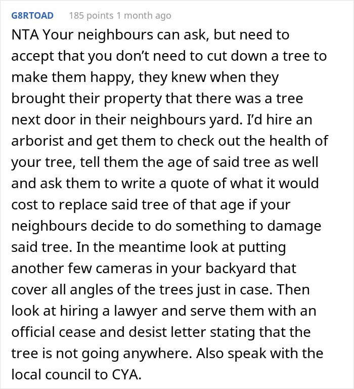 “AITA For Not Removing A Tree From My Property As My New Neighbor Demands?” “AITA For Not Removing A Tree From My Property As My New Neighbor Demands?”