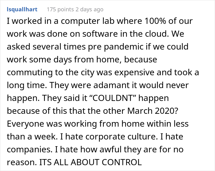 Boss Tells Employee They Can't Work From Home, Regrets It When They Use It To Their Advantage Boss Tells Employee They Can't Work From Home, Regrets It When They Use It To Their Advantage