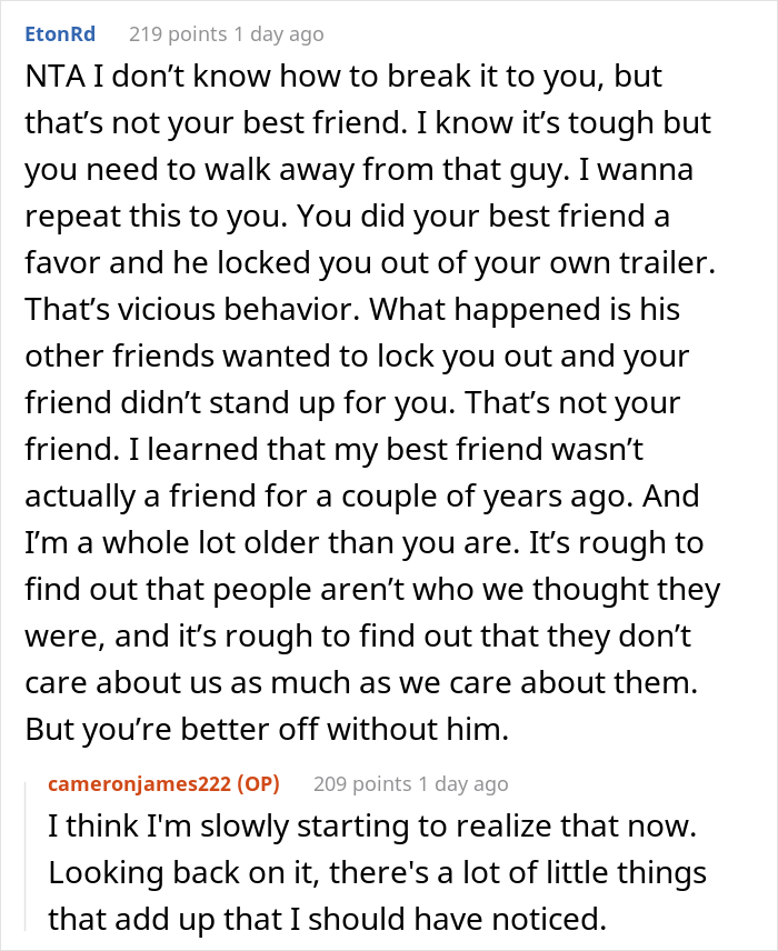 Friends Locked This Guy Out Of His Own Camper Because “There Wasn’t Enough Room”, He Packed And Drove Away The Next Day Friends Locked This Guy Out Of His Own Camper Because “There Wasn’t Enough Room”, He Packed And Drove Away The Next Day