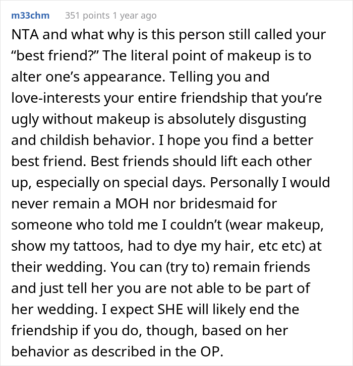 Maid Of Honor With A Scar On Her Face Asks If She's Right To Skip The Wedding After Bride Bans Makeup Just For Her