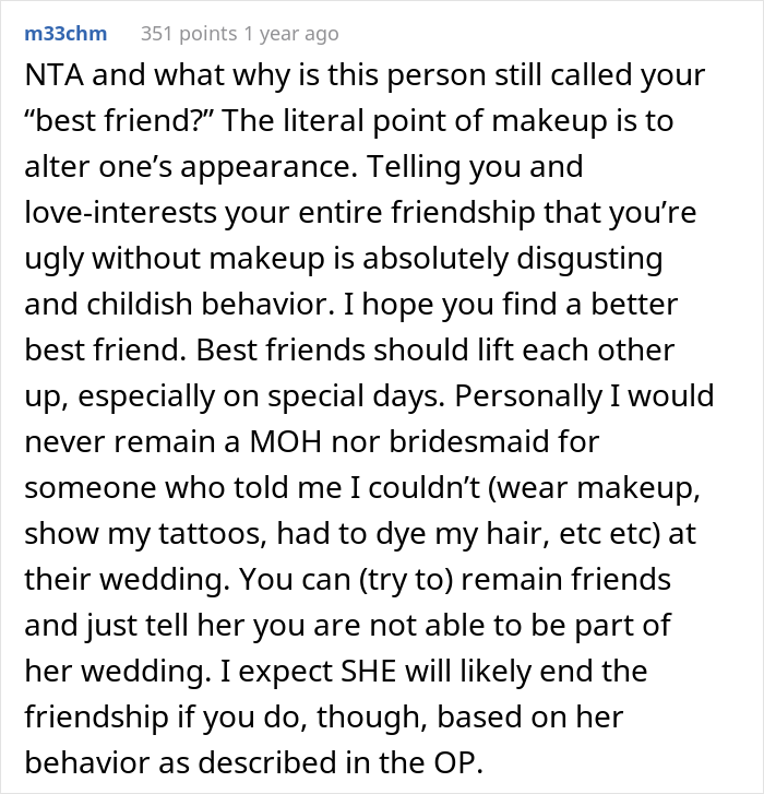 Maid Of Honor With A Scar On Her Face Asks If She's Right To Skip The Wedding After Bride Bans Makeup Just For Her Maid Of Honor With A Scar On Her Face Asks If She's Right To Skip The Wedding After Bride Bans Makeup Just For Her