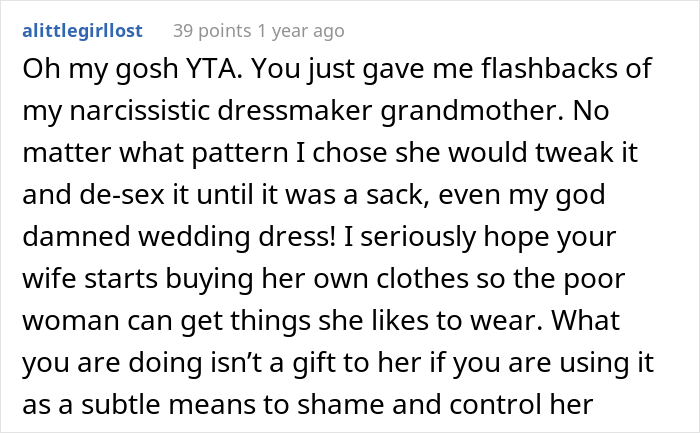 Husband Makes Clothes For His 27 Y.O. Wife, Gets Confused Why She’s Angry He’s Switched To More Conservative Styles Over The Years