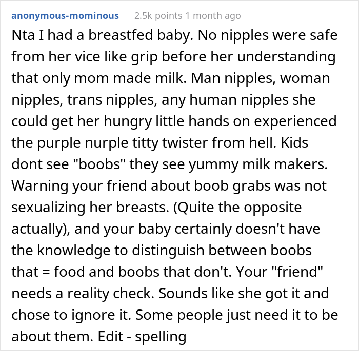 New Mom Warns Her Friend To Wear A Bra Before Meeting Baby, She Doesn't Listen And Calls Her Misogynistic New Mom Warns Her Friend To Wear A Bra Before Meeting Baby, She Doesn't Listen And Calls Her Misogynistic