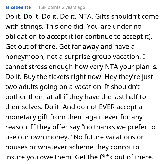 Newlyweds Are Surprised With All-Paid Honeymoon Getaway Trip, Find Out Groom's Parents Invited Themselves In, Drama Ensues After They Ask For Privacy Newlyweds Are Surprised With All-Paid Honeymoon Getaway Trip, Find Out Groom's Parents Invited Themselves In, Drama Ensues After They Ask For Privacy