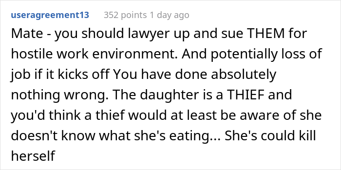 Person's Lunch Keeps Getting Stolen At Work Until Boss' Daughter Goes Into Anaphylactic Shock, They Are Then Accused Of 'Poisoning' Their Own Food Person's Lunch Keeps Getting Stolen At Work Until Boss' Daughter Goes Into Anaphylactic Shock, They Are Then Accused Of 'Poisoning' Their Own Food