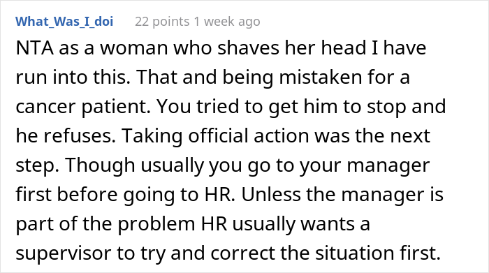 Guy Gets Fired As A Result Of A Female Co-Worker Reporting Him To HR Because He Kept Complaining About Her Buzzcut
