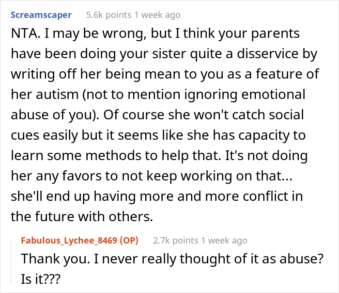 Woman Doesn't Want Autistic Sister At 'Prestigious' Art Show, Wonders If She's A Jerk Because Of It Woman Doesn't Want Autistic Sister At 'Prestigious' Art Show, Wonders If She's A Jerk Because Of It
