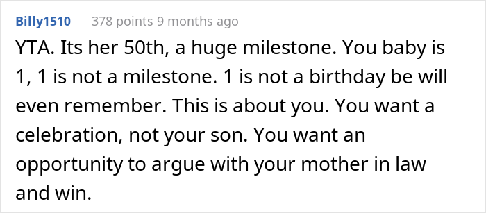 "AITA For Calling My MIL A Crybaby And Saying Her Birthday Isn't As Important As My Son's First Birthday?"