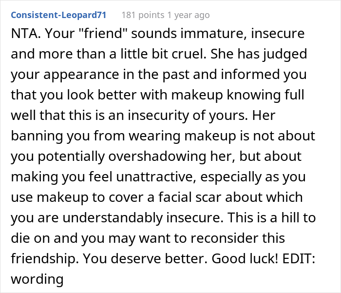Maid Of Honor With A Scar On Her Face Asks If She's Right To Skip The Wedding After Bride Bans Makeup Just For Her Maid Of Honor With A Scar On Her Face Asks If She's Right To Skip The Wedding After Bride Bans Makeup Just For Her