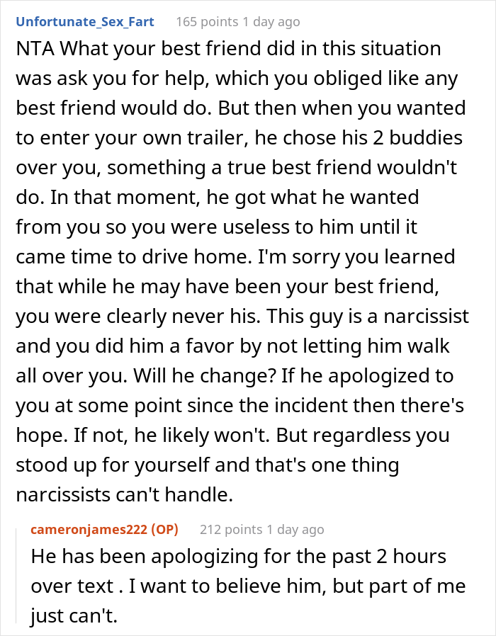 Friends Locked This Guy Out Of His Own Camper Because “There Wasn’t Enough Room”, He Packed And Drove Away The Next Day Friends Locked This Guy Out Of His Own Camper Because “There Wasn’t Enough Room”, He Packed And Drove Away The Next Day